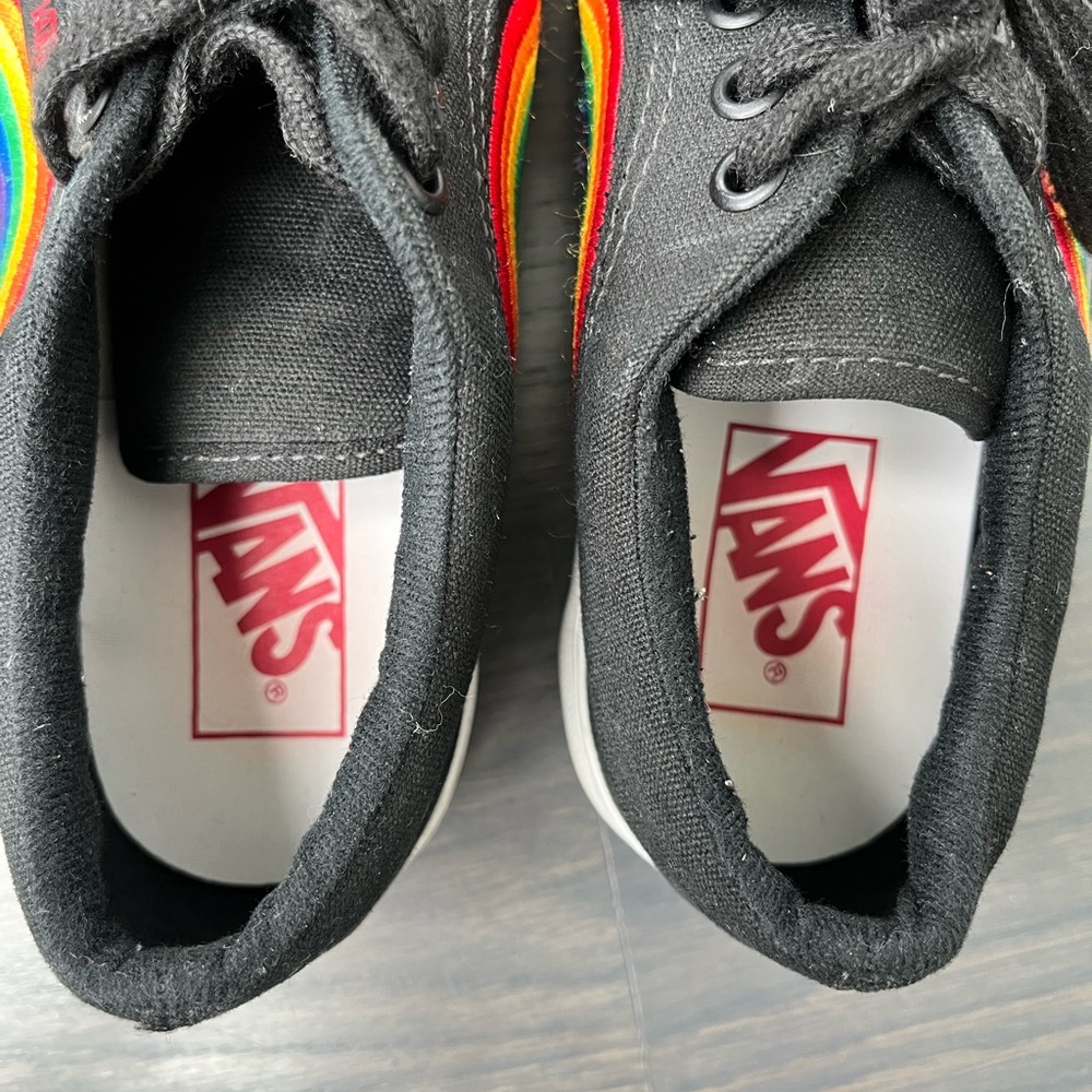 Vans Black Canvas Sneakers with Rainbow Side Stripes Pride - Picture 5 of 6
